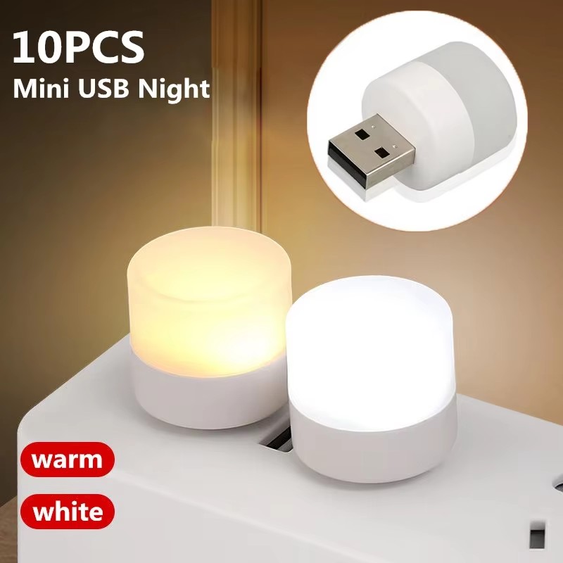 Usb Hub - 1/10個入り ミニUSB式 ナイトライト 暖色系の光で目に優しい 読書灯 USBプラグ式