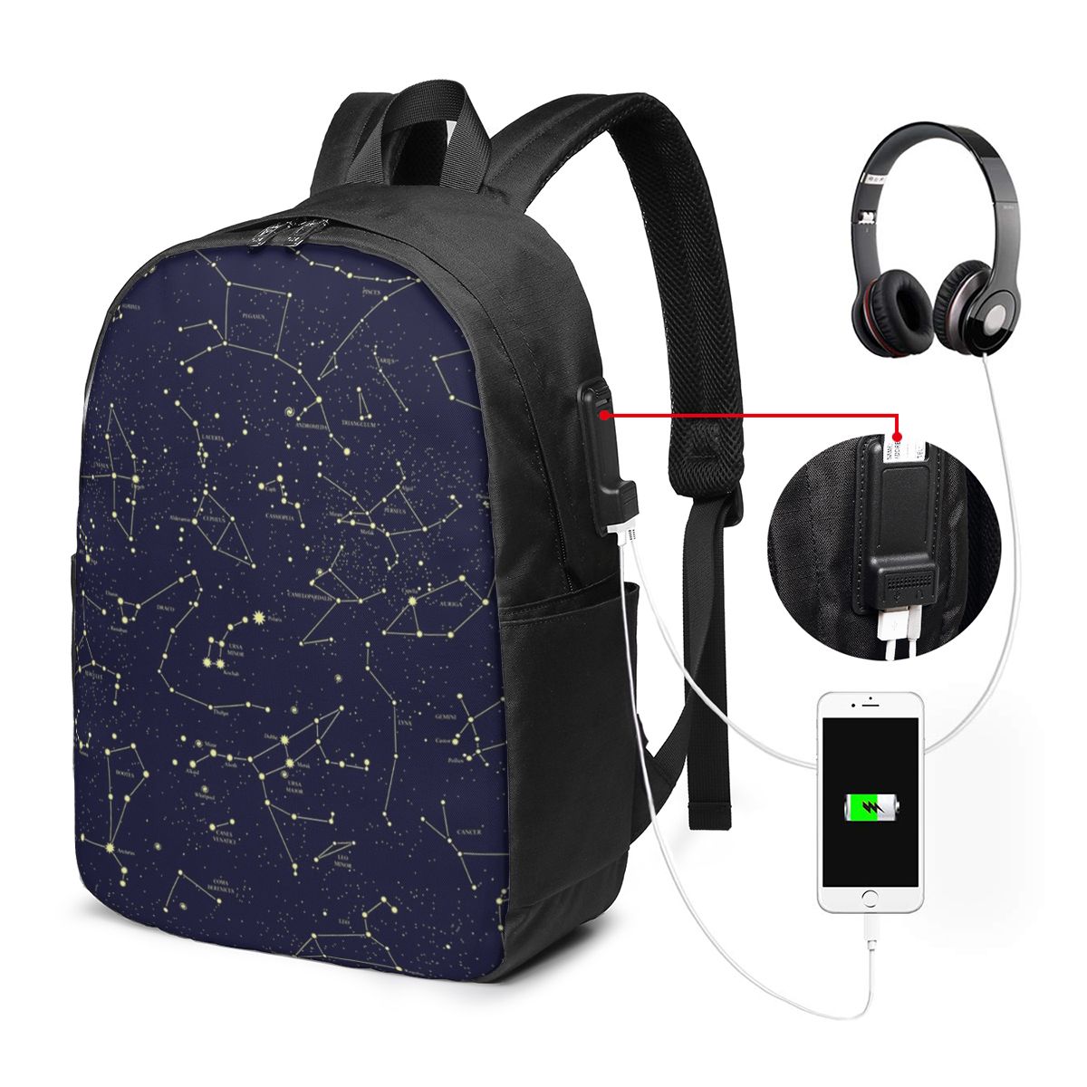 夜空黄金の天体星星座バックパック旅行ノートブックバッグコンピ - Laptop Bag のレビューと価格