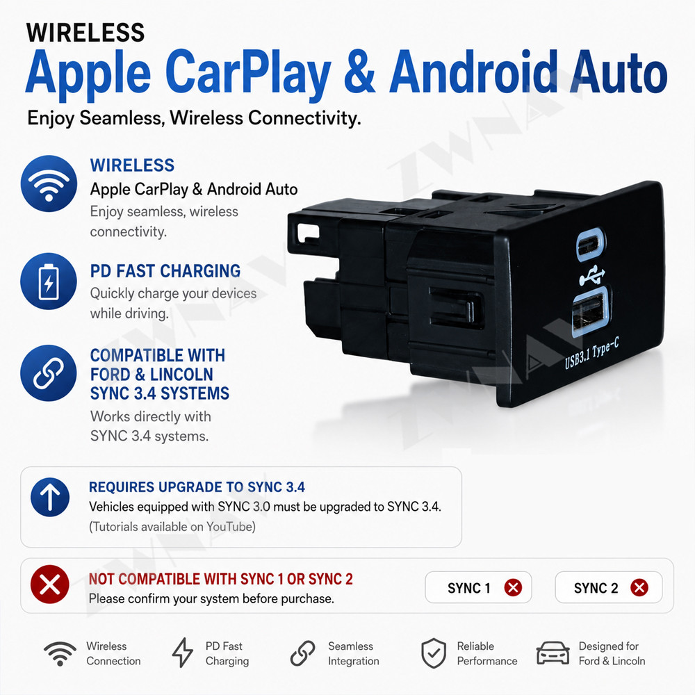 フォード・リンカーン SYNC 3.4 2016-2023用 - Usb C Hub のレビューと価格